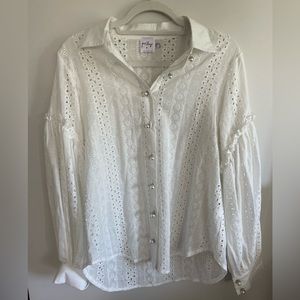 Princess Polly pearl button down top (never been worn)
